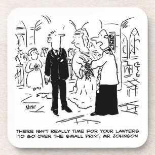 Wedding Vows Joke Vicar and Bridegroom on a Beverage Coaster