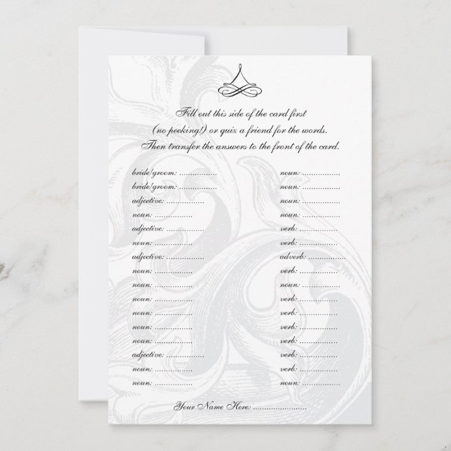 Wedding Vows Libs Wedding Party Cards (Front)
