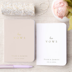 Wedding Vows Minimalist Elegant His Hers Gold Foil Vow Books