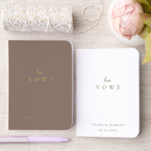 Wedding Vows Minimalist Elegant His Hers Gold Foil Vow Books