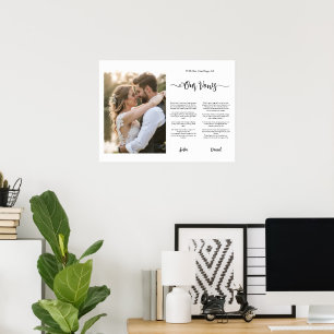 Wedding Vows Modern Calligraphy Anniversary Gift Poster
