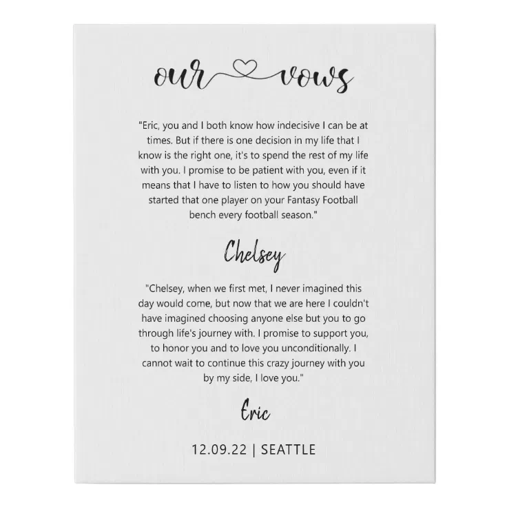 Black And White Love Vows Personalised Wedding Sign Poster 