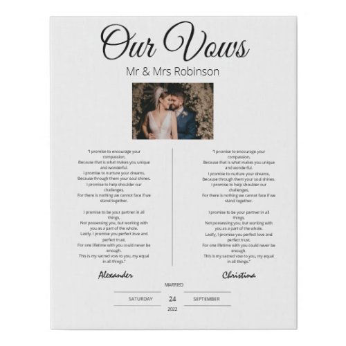 Wedding Vows Modern Cute Minimalist Anniversary Faux Canvas Print
