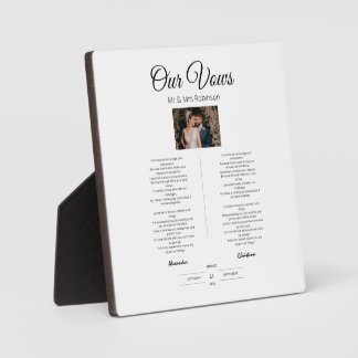 Wedding Vows Modern, Cute, Minimalist, Anniversary Plaque