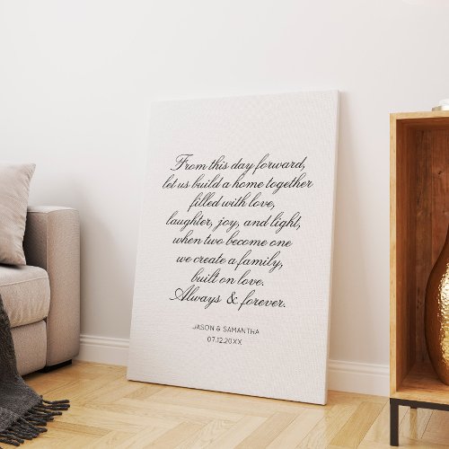 Wedding Vows Personalized Calligraphy Canvas Print
