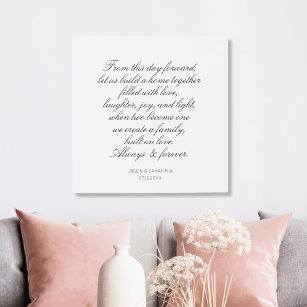 Wedding Vows Personalized Calligraphy Metal Print
