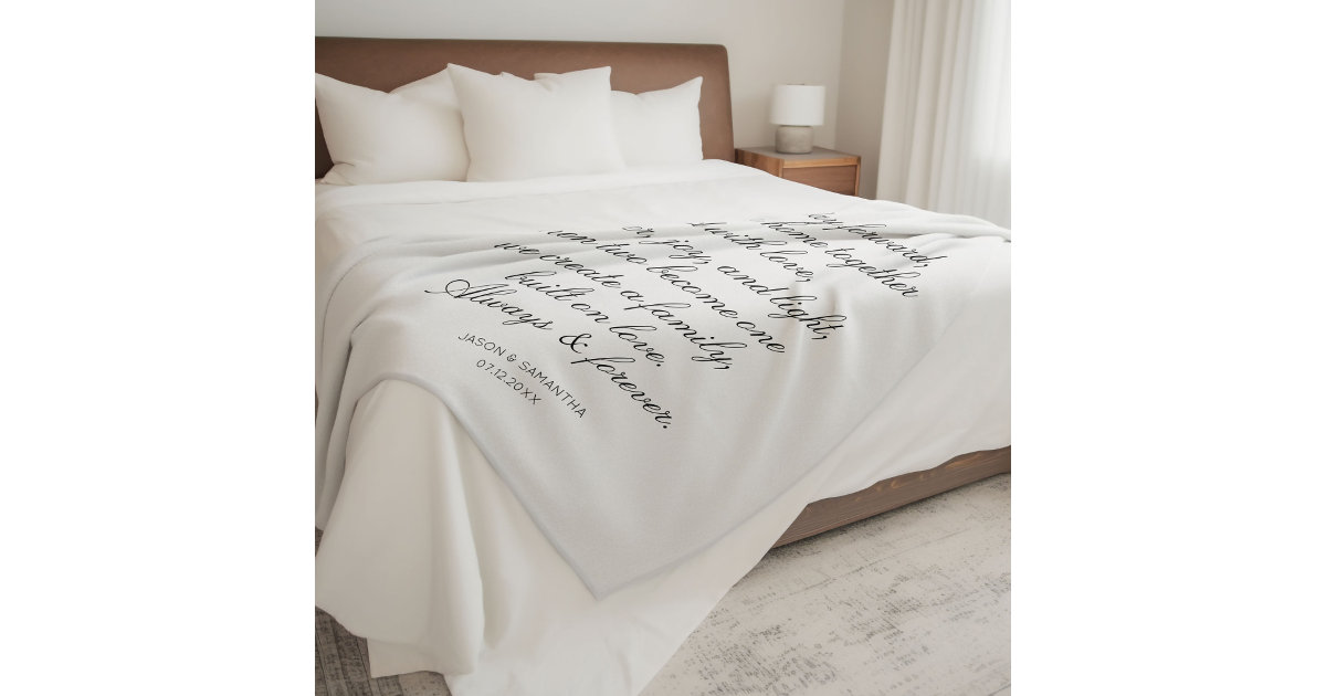 Wedding Vows Personalized Calligraphy Newlyweds Fleece Blanket Zazzle