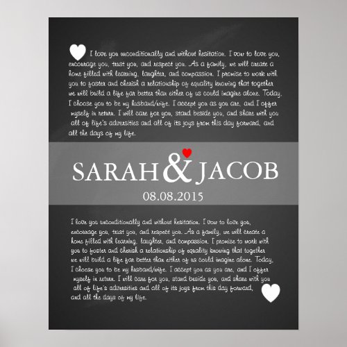 Wedding vows print anniversary gift