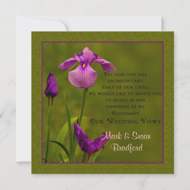 Wedding Vows Renewal - Invitations -  Black Iris (Front)