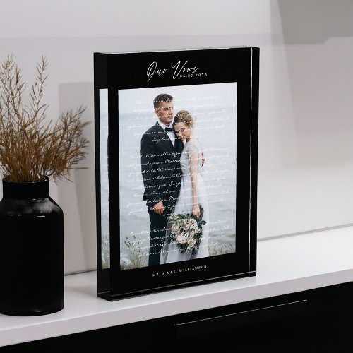 Wedding Vows Script  Minimal Black Frame Photo Block