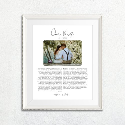 Wedding Vows with Photo Anniversary Gift Poster