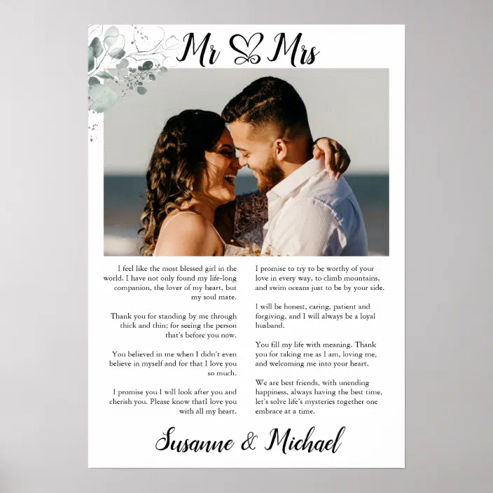1st Year Paper Anniversary Gift Wedding Vow Keepsake Wall Art Marriage Vow Print Instant Download Editable Template