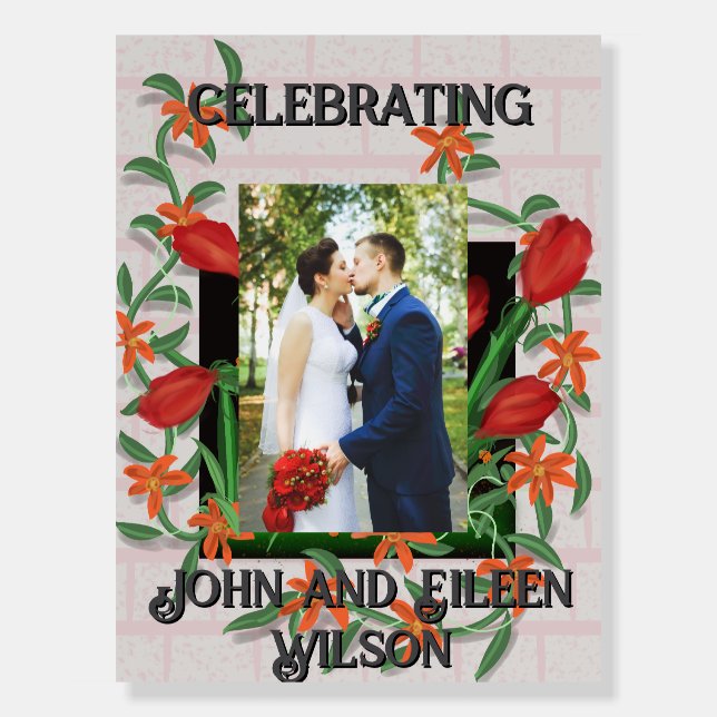 Wedding Wall Mount, Flowers in the Wall Foam Board (Front)