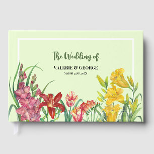 Wedding Warm Color Floral Spring Blooms Guest Book