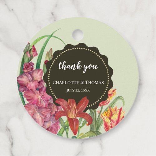 Wedding Warm Color Floral Spring Blooms Painting Favor Tags