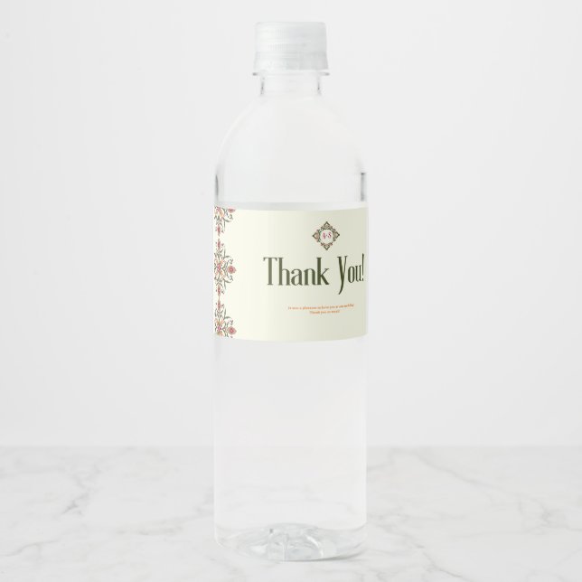 Wedding Water Bottle Labels  Elegant Personalized (Front)