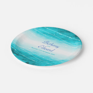 Wedding watercolor blue sea custom paper plate