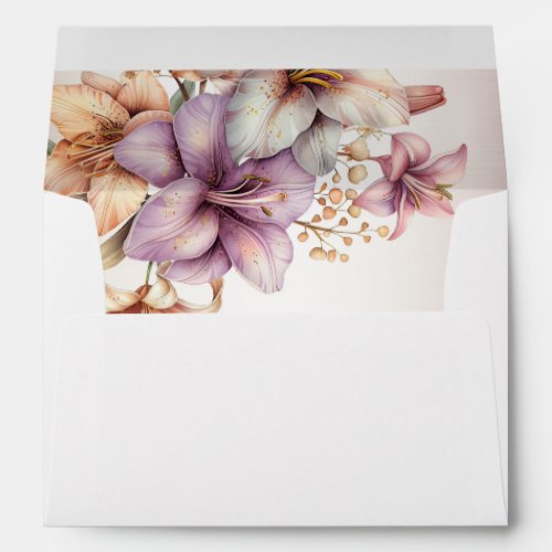 Wedding Watercolor Boho Pink Flowers Elegant Envelope