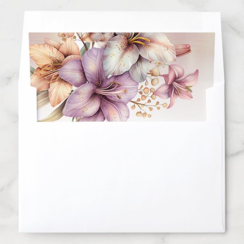 Wedding Watercolor Boho Pink Flowers Elegant Envelope Liner