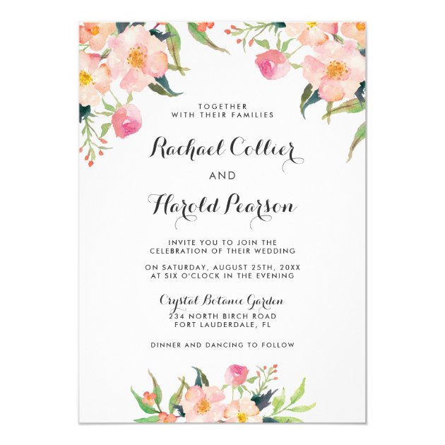 Wedding Watercolor Botanical Garden Floral Invitation