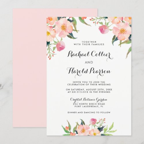 Wedding Watercolor Botanical Garden Floral Card