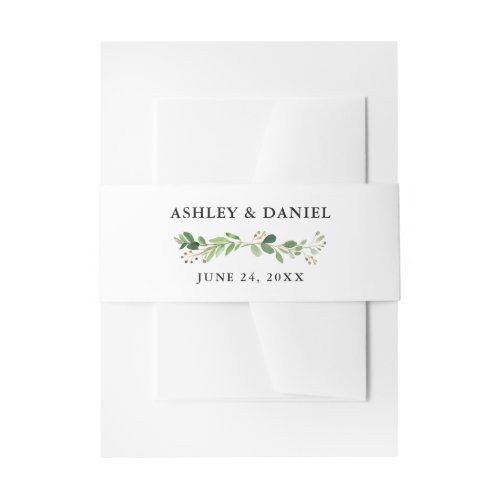 Wedding Watercolor Botanical Green Invitation Belly Band