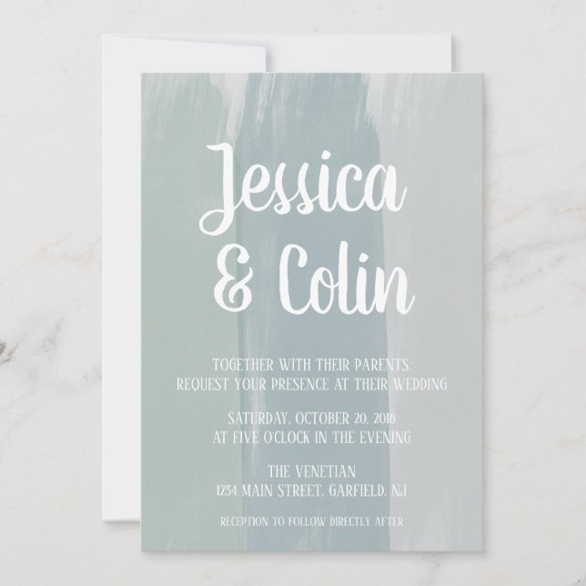 Wedding Watercolor Brush Stroke Invitation (Front)