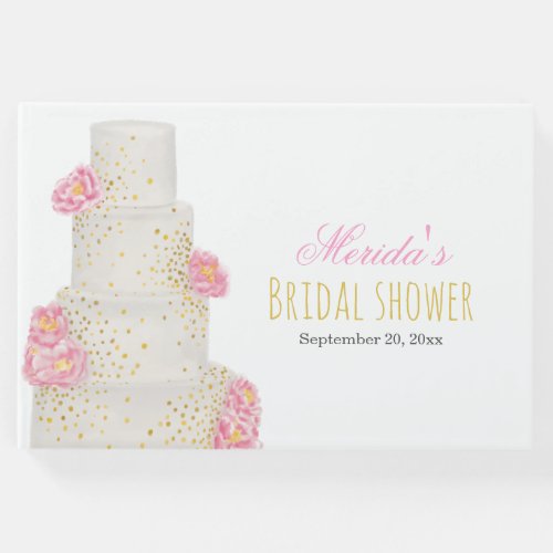 Wedding Watercolor Cake Bridal Shower Guest Book