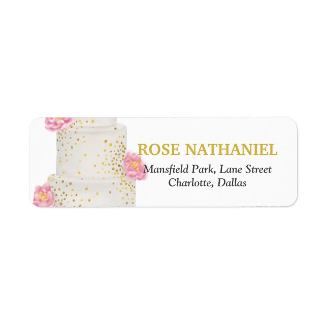 Wedding Watercolor Cake Bridal Shower Label (Front)
