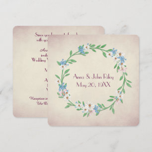 Wedding Watercolor Daisy and Lily Wreath Invitation