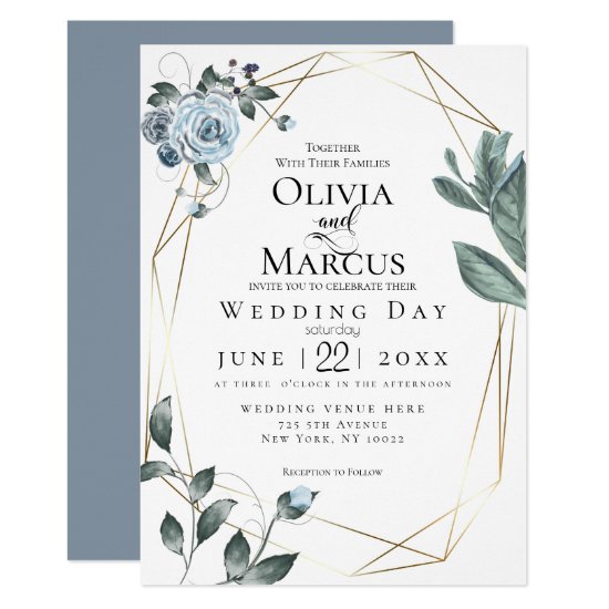 WEDDING | Watercolor Dusty Blue Floral Invitation