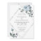 Wedding Watercolor Dusty Blue Floral Silver Frame