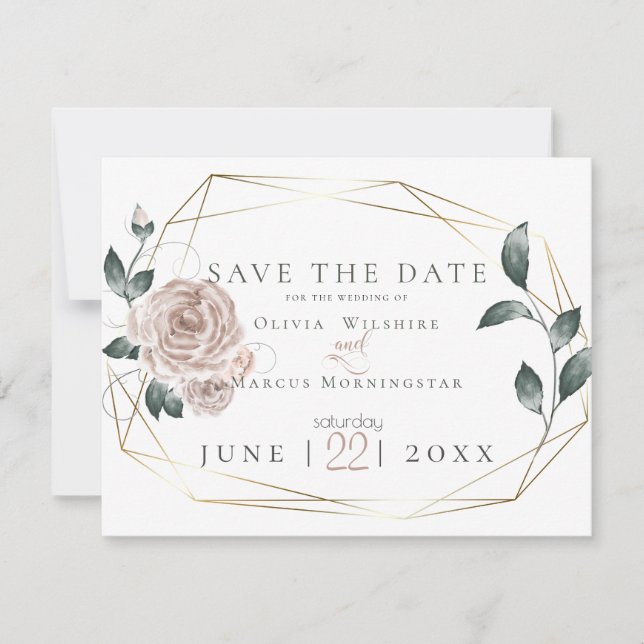 WEDDING  |  Watercolor Dusty Rose Blush Pink Save The Date (Front)