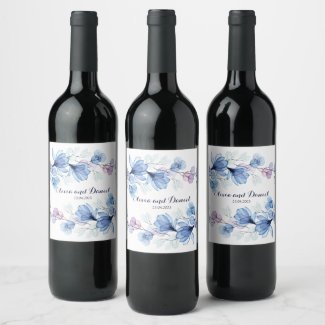 Wedding Watercolor Floral Blue Magnolia Beverage