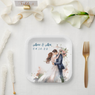 Wedding Watercolor Floral Paper Plates
