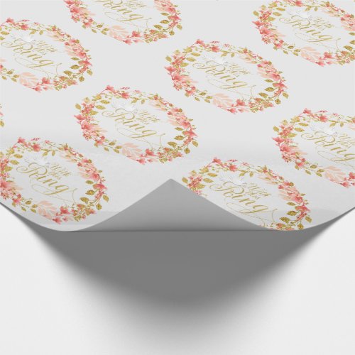 Wedding Watercolor Floral Wreath With this Ring Wrapping Paper