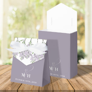 Wedding Watercolor Flowers Botanical Lavender Favor Boxes