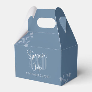 Wedding Watercolor Flowers Typography Dusty Blue Favor Boxes