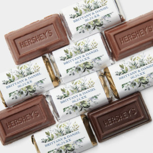 Wedding Watercolor Greenery Dusty Blue Hershey's Miniatures