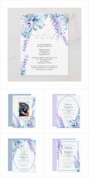 Wedding | Watercolor Lavender - Dusty Blue Floral