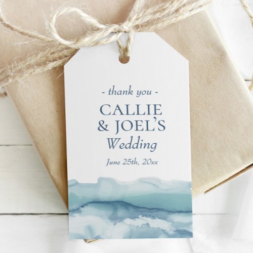 Wedding Watercolor Ocean Blue Gift Tags