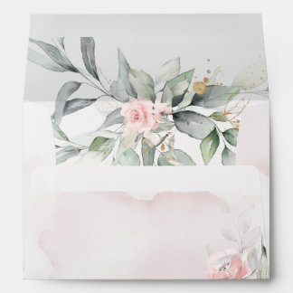 Wedding | Watercolor Pink Boho Rustic Floral Envelope
