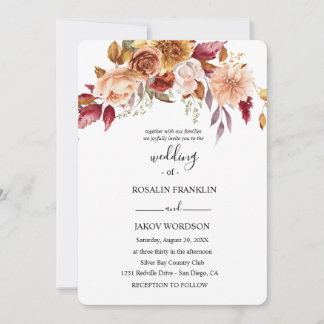 wedding watercolor rustic floral  invitation