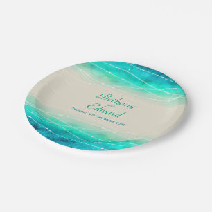 Wedding watercolor sea sand custom paper plate