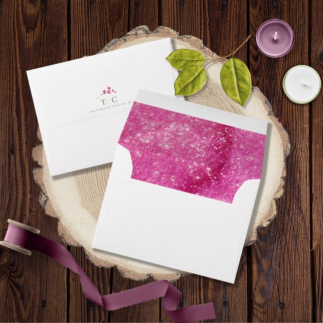Wedding Watercolor Texture Fuchsia ID954  Envelope (Interior/Back In Situ)