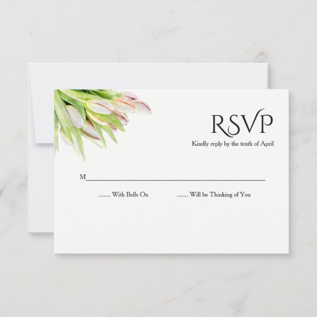 Wedding Watercolor Tulips RSVP Card (Front)