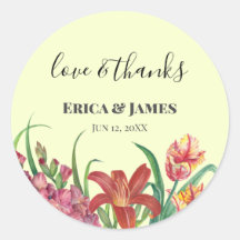 Wedding Watercolor Warm Gladioli Tulips Lily Favor