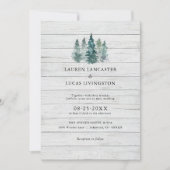 Wedding Watercolor Wood Rustic Pine Trees Green Invitation (Front)