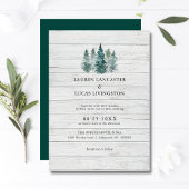 Wedding Watercolor Wood Rustic Pine Trees Green Invitation