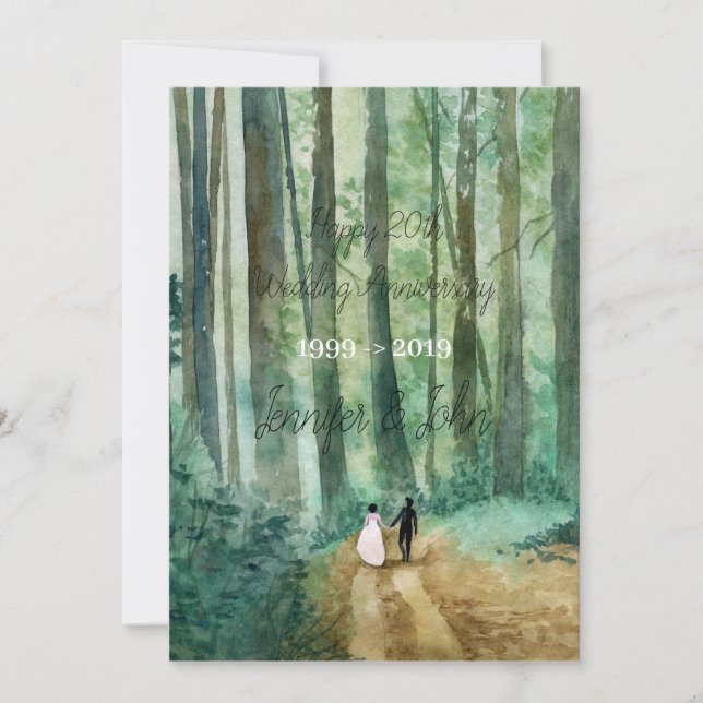 Wedding Watercolor woodland landscape Invitation (Front)